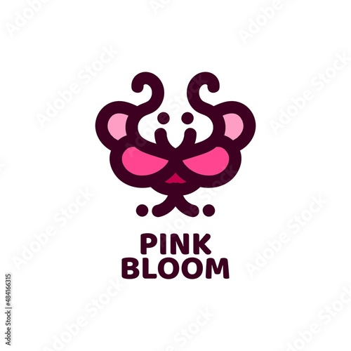 pink bloom flower nature logo concept design illustration