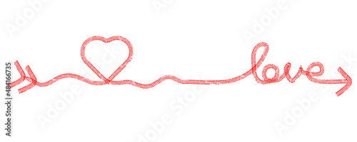 Tire tracks in heart form. One line love heart .Car thread silhouette. Vector illustration.