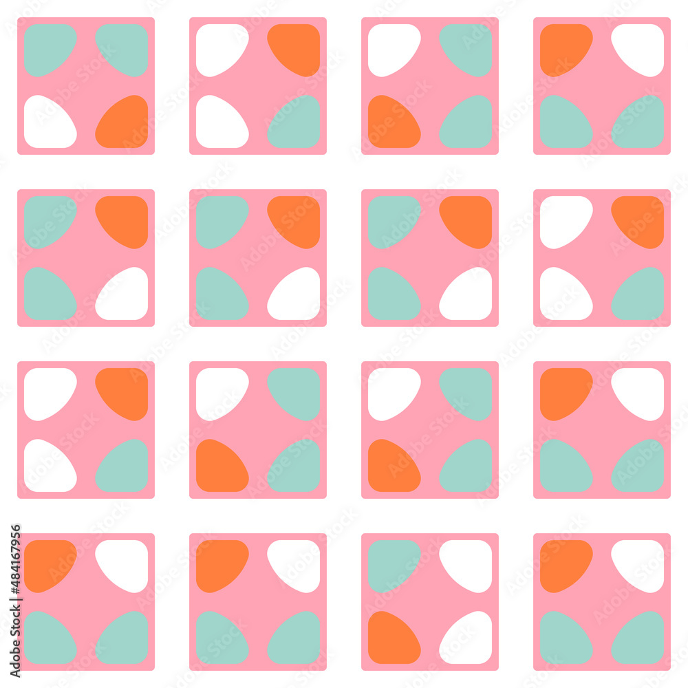 Geometric vector seamless pattern. Modern background with simple shapes in pastel colors.