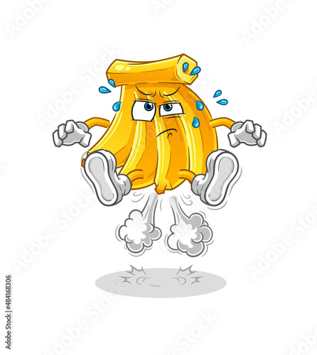 Banana fart jumping illustration. character vector