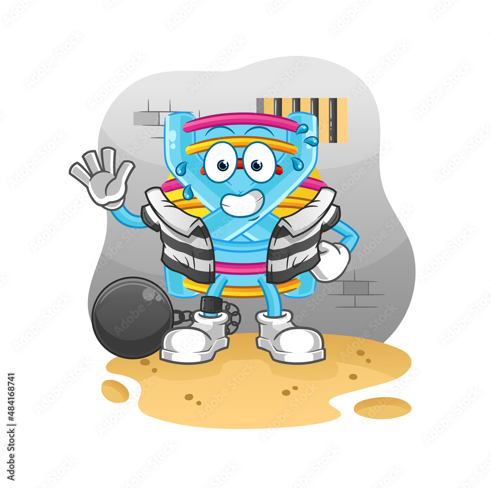 Obraz premium DNA criminal in jail. cartoon character