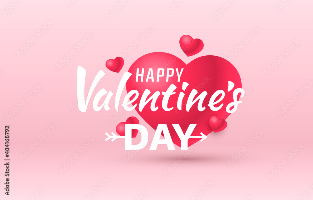 Red heart of Happy Valentines Day, greeting card from February 14. Vector