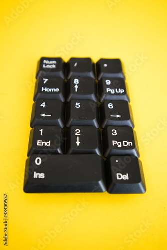 Numeric Keyboard keys placed in a paper in. photo