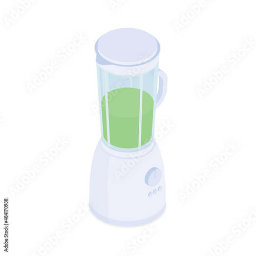 Blender, mixer, kitchen equipment, smoothie - Isometric vector illustration in flat design.
