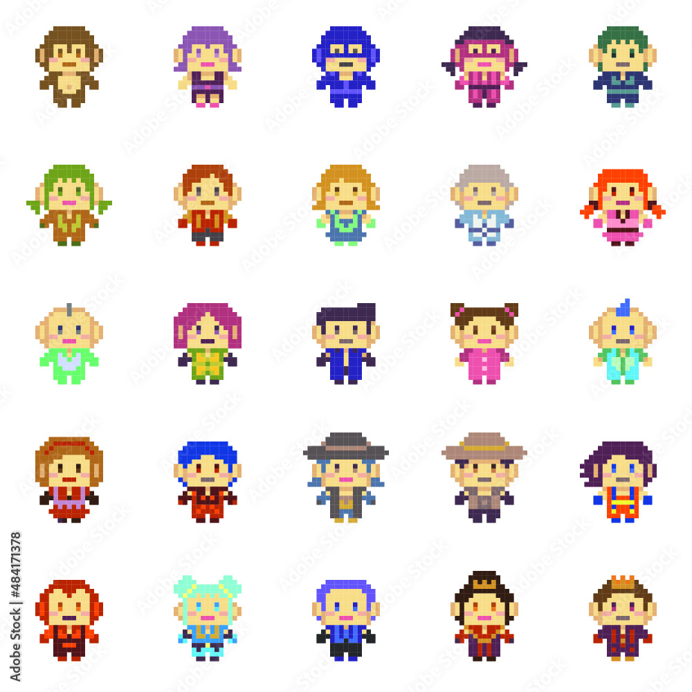 8 bit pixel Character people vector illustrator colection 8 bit pixel Character people vector illustrator colection
