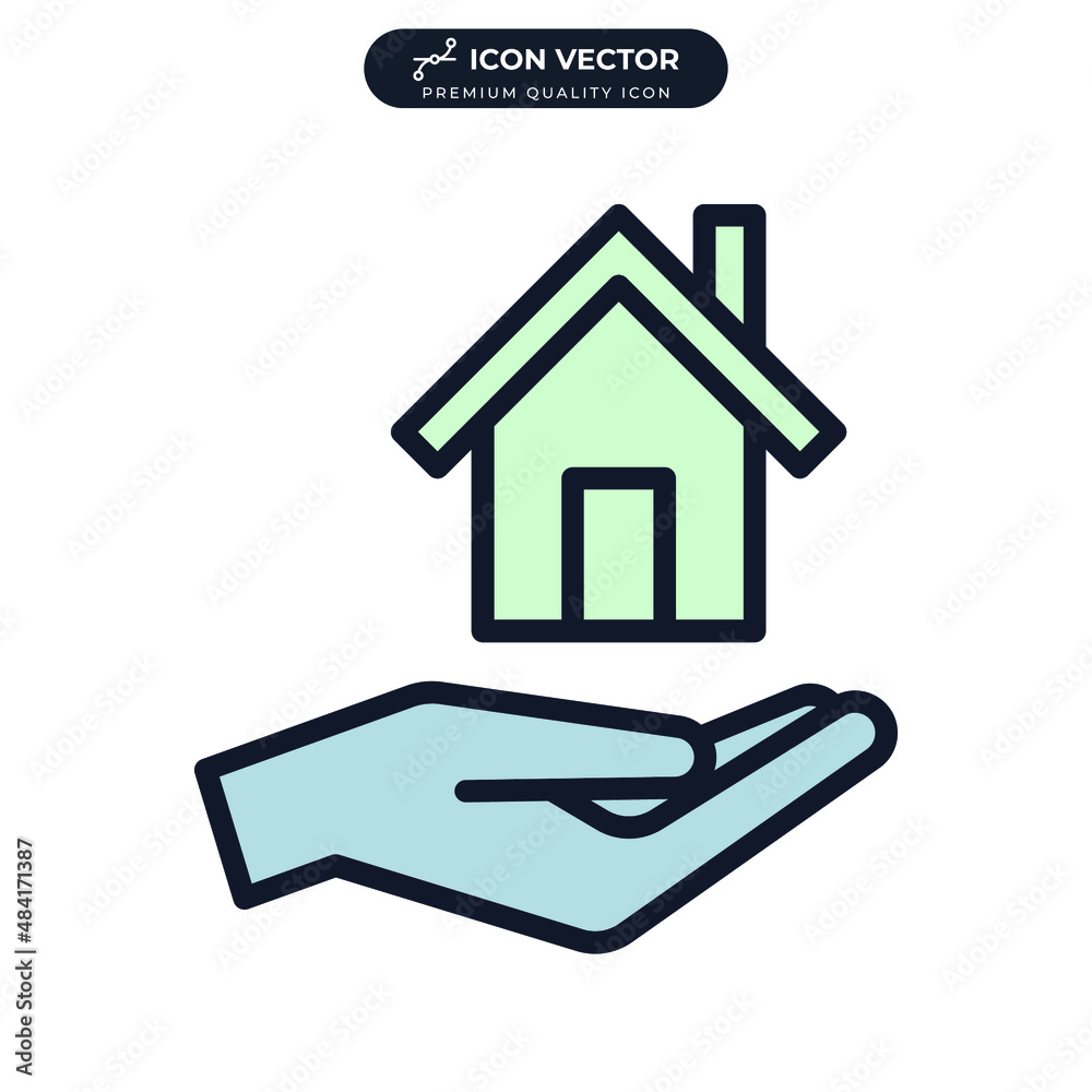 Hands holding house. safe home icon symbol template for graphic and web design collection logo vector illustration Hands holding house. safe home icon symbol template for graphic and web design collection logo vector illustration