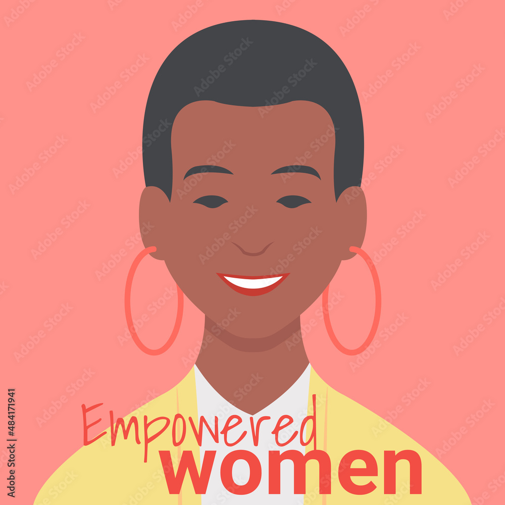 Empowered African American woman. Vector illustration. Portrait Empowered African American woman. Vector illustration. Portrait