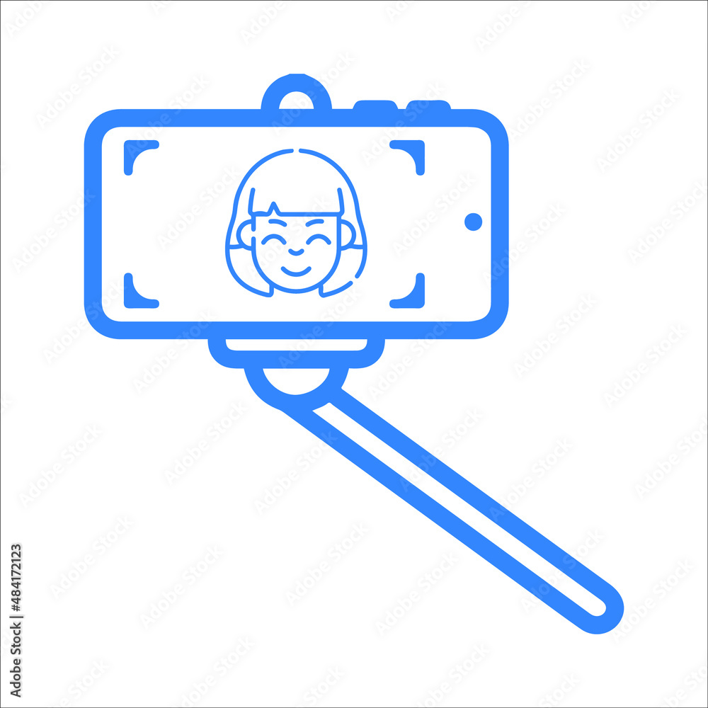 Selfy stick camera photos woman icon Selfy stick camera photos woman icon