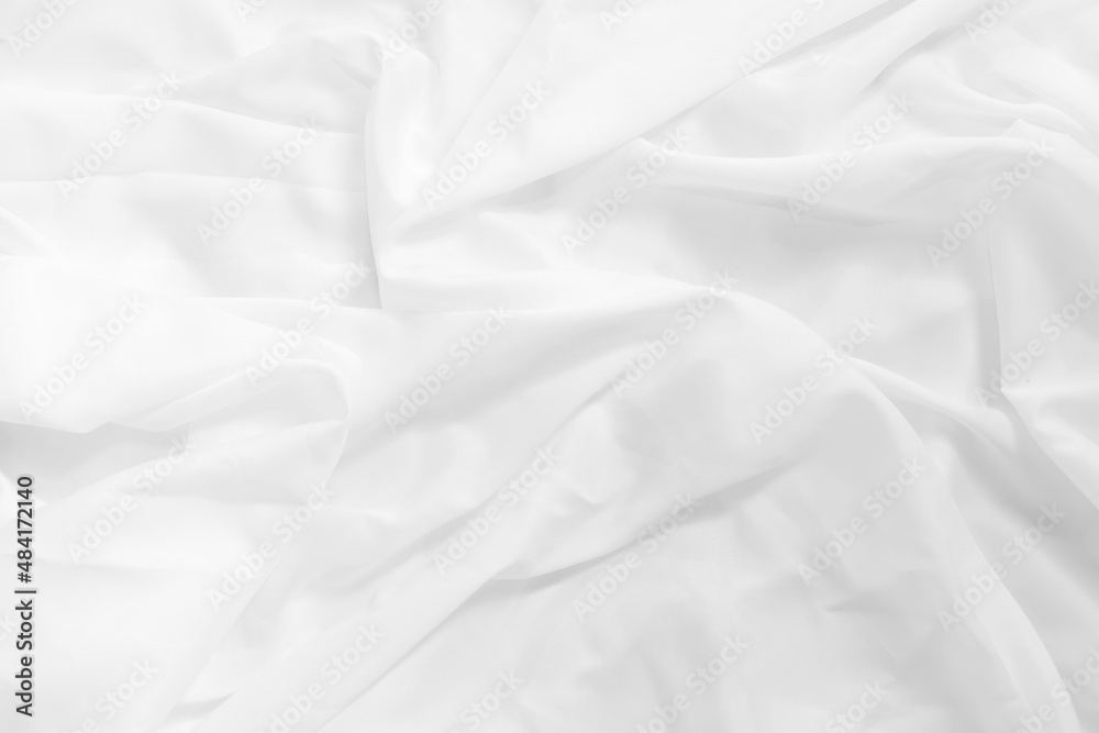 Soft focus white smooth ripple linen fabric texture background