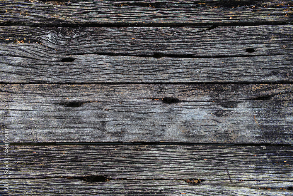 Blank old lumber dried wood panel with show texture detail and cracked on background from top-view Blank old lumber dried wood panel with show texture detail and cracked on background from top-view