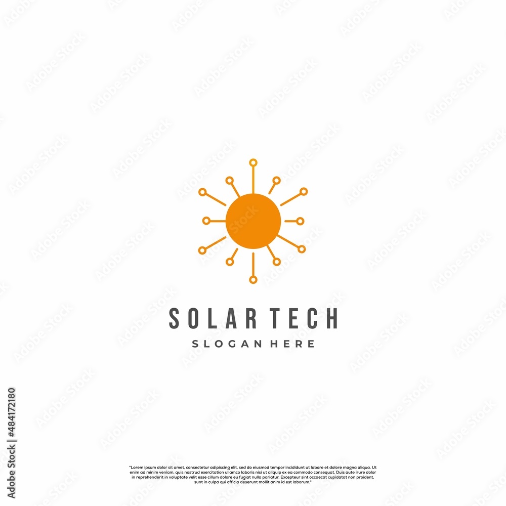 sun tech logo design concept modern. circle abstract logo. virus logo