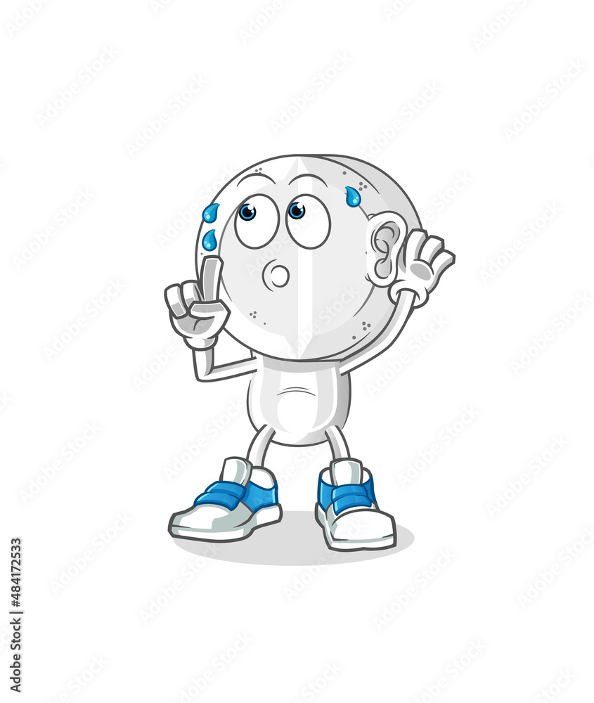 medicine tablet head cartoon eavesdropping vector. cartoon character