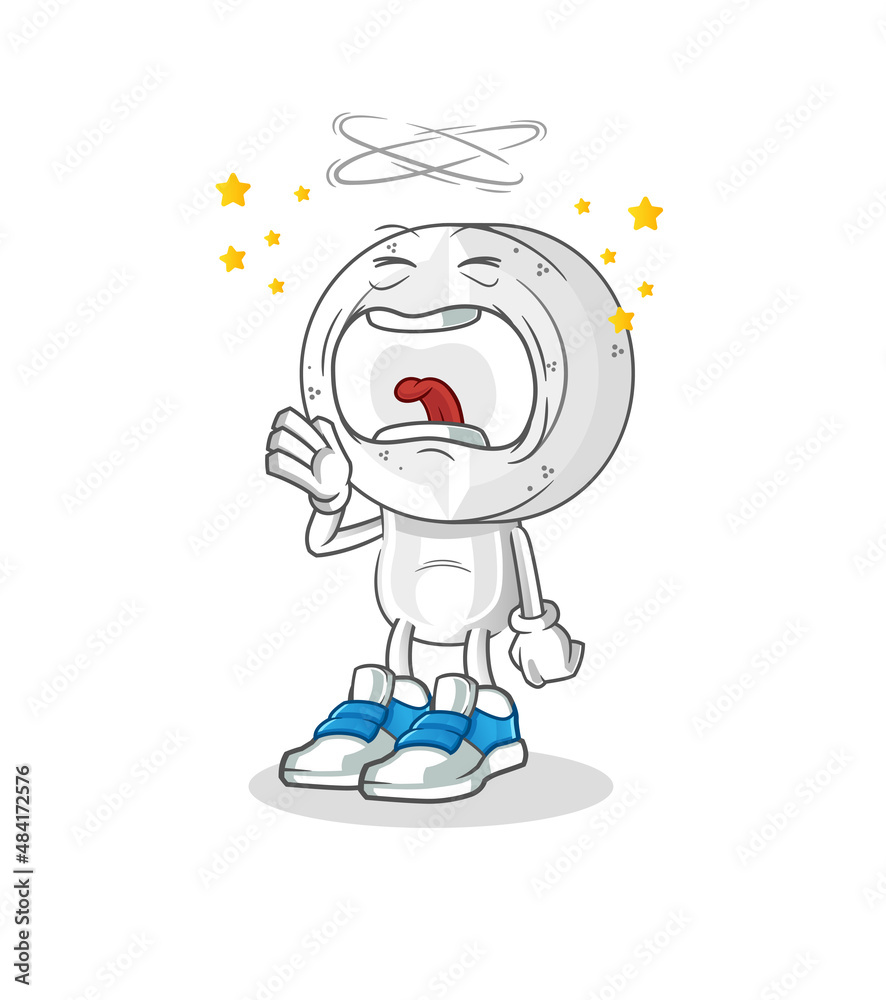 medicine tablet head cartoon yawn character. cartoon mascot vector
