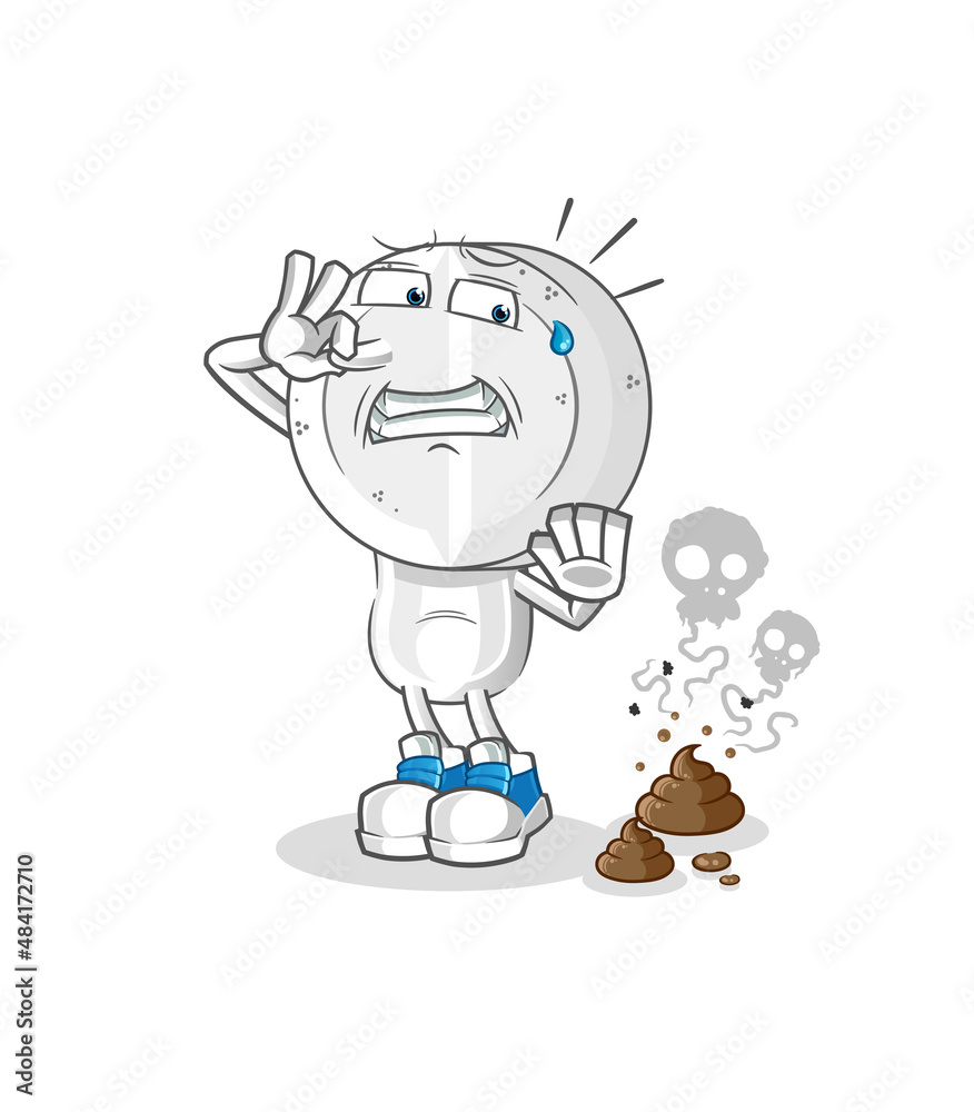 medicine tablet head cartoon with stinky waste illustration. character vector