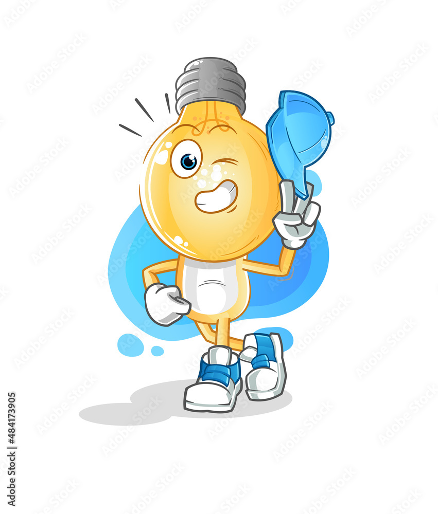 Obraz premium light bulb head cartoon young boy character cartoon