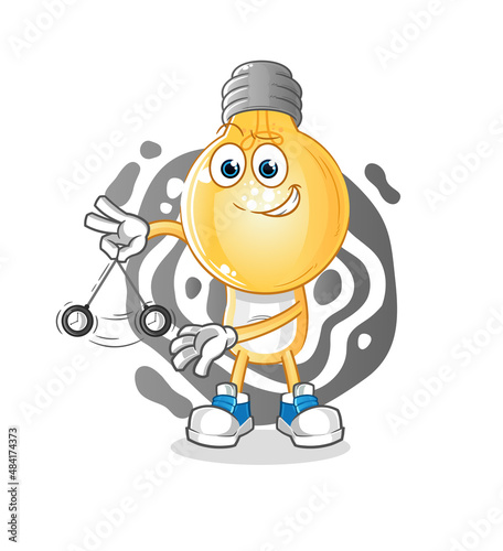 light bulb head cartoon hypnotizing. cartoon mascot vector