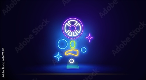 A set of circus neon signs. Vector neon circus elements . Night bright advertising. Vector illustration in neon style for banners, signage, billboards