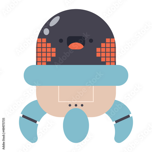 Robot in space suit vector cartoon character illustration isolated on a white background.