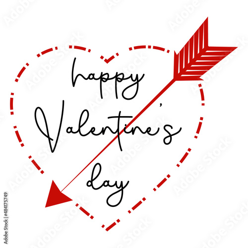 Vector illustration valentine red heart, happy valentine's day