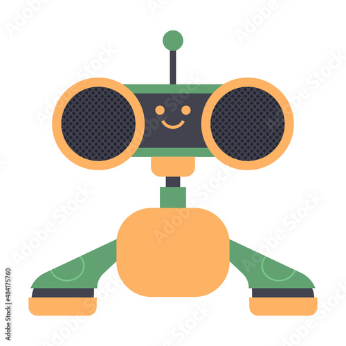 Funny robot vector cartoon character illustration isolated on a white background.