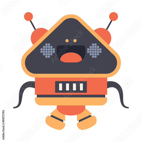 Sweet robot vector cartoon character illustration isolated on a white background.