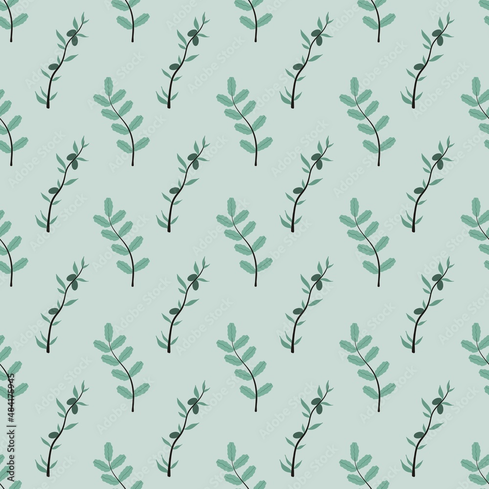 flower pattern - cute plant leaves on a light background