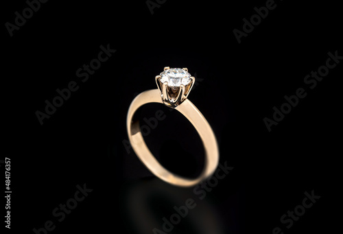 Diamond Ring on Black Background