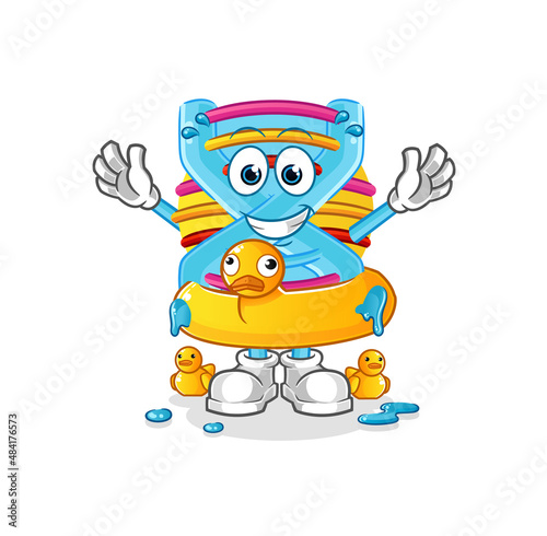 DNA with duck buoy cartoon. cartoon mascot vector © dataimasu