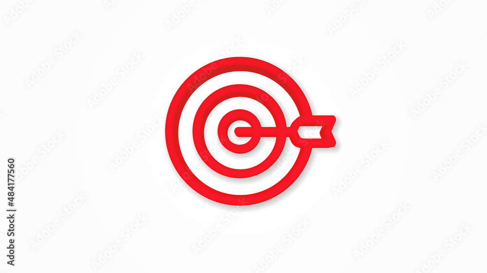 target, goal, success marketing concept, arrow center 3d realistic line icon. Vector top view illustration. color pictogram isolated on white background