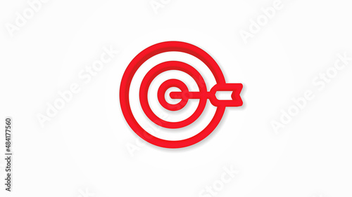 target, goal, success marketing concept, arrow center 3d realistic line icon. Vector top view illustration. color pictogram isolated on white background