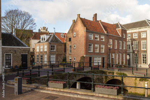 Cityscape of the center of the medieval city of Dordrecht.