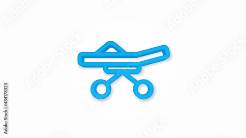 Hospital bed or hospital ward, medical treatment, healthcare 3d realistic line icon. Vector top view illustration. color pictogram isolated on white background