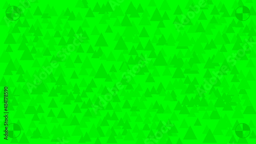 Vector green chroma key screen with vfx motion tracking markers triangles pattern. A circle track points divided into sectors