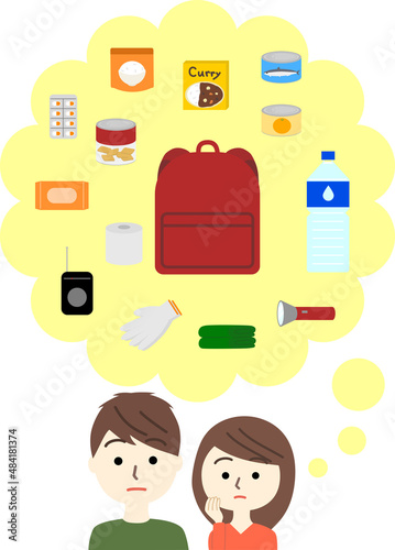 防災グッズについて考える夫婦