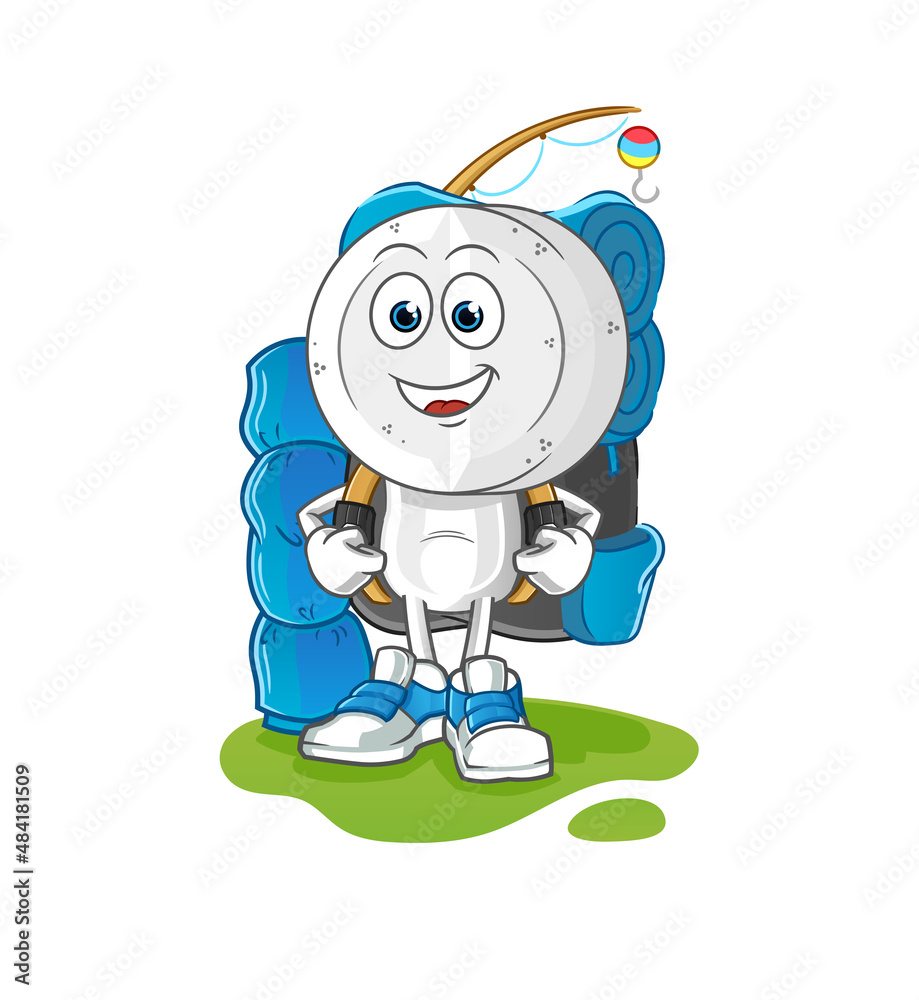 medicine tablet head cartoon go camping mascot. cartoon vector