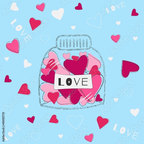 glass jar with love hearts
