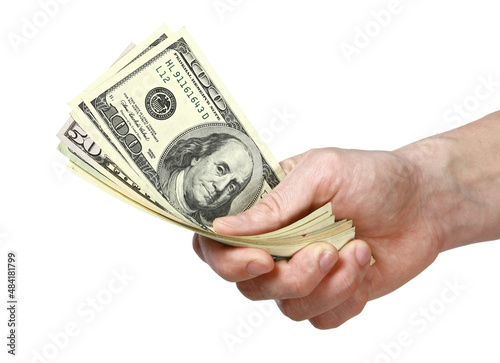 mail hand holds dollar bills