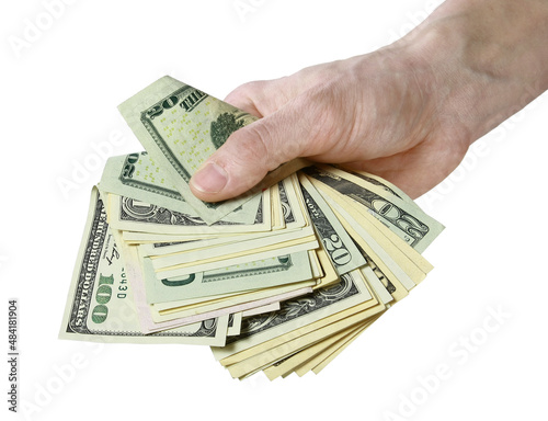 mail hand holds dollar bills