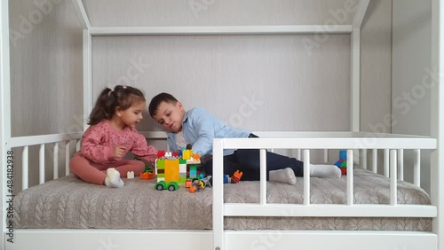 montessori bed, kid playing, bricks, toys bricks, toys, kids room, blocks, cheerful, kindergarten, play, game, toy, bed, kid, children, smiling, laughing, happiness, girl, young, people, fun, little, 