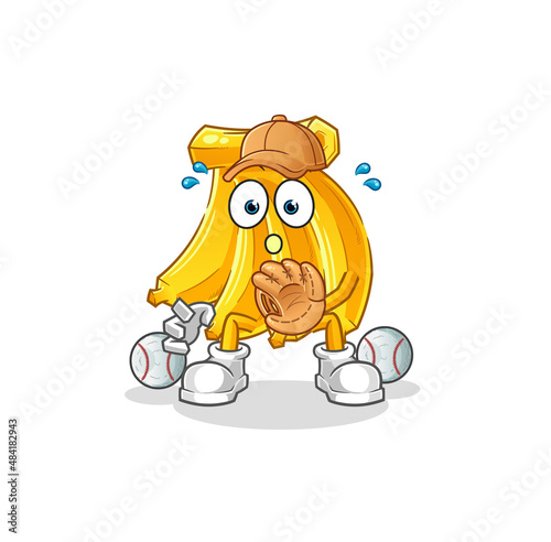 Banana baseball Catcher cartoon. cartoon mascot vector