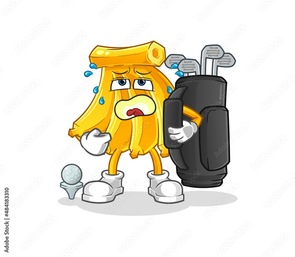 Banana with golf equipment. cartoon mascot vector Banana with golf equipment. cartoon mascot vector