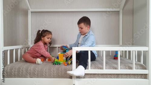 montessori bed, kid playing, bricks, toys bricks, toys, kids room, blocks, cheerful, kindergarten, play, game, toy, bed, kid, children, smiling, laughing, happiness, girl, young, people, fun, little, 