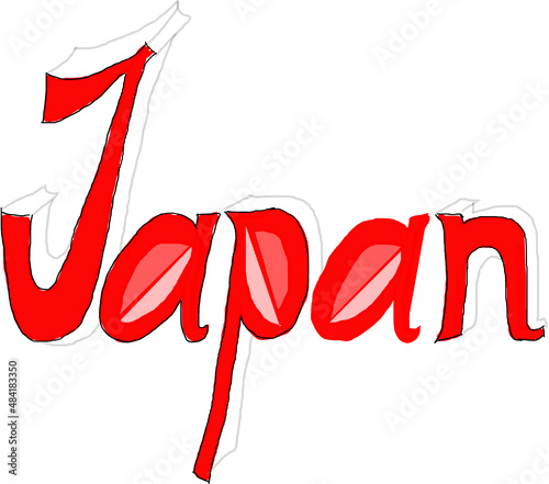 unfinished draw words "Japan" in red color 