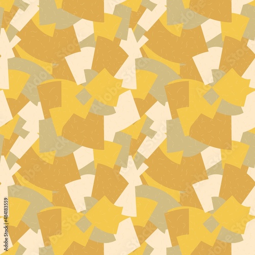 Universal print for site decoration, packaging, clothing. Universal abstract pattern of colored pieces of pleasant brown, beige, gray shades. Abstract background. Futuristic vector seamless pattern