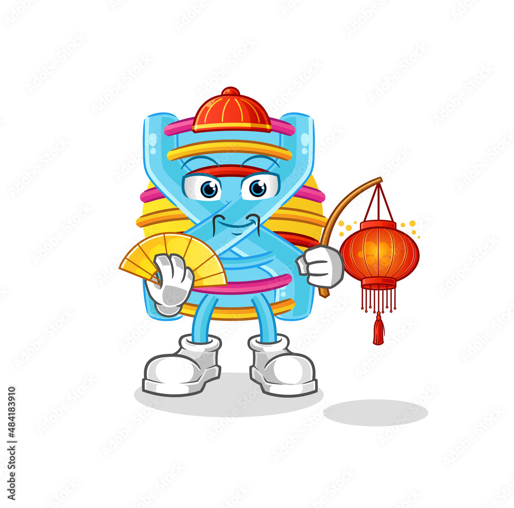 DNA Chinese with lanterns illustration. character vector DNA Chinese with lanterns illustration. character vector