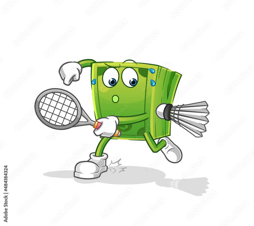 Obraz premium money playing badminton illustration. character vector