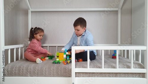 montessori bed, kid playing, bricks, toys bricks, toys, kids room, blocks, cheerful, kindergarten, play, game, toy, bed, kid, children, smiling, laughing, happiness, girl, young, people, fun, little, 