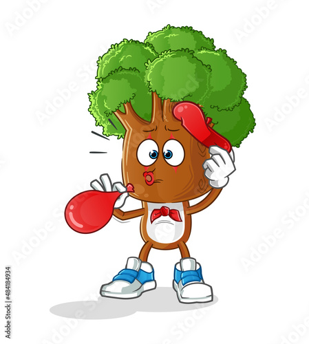 tree head cartoon pantomime blowing balloon. cartoon vector