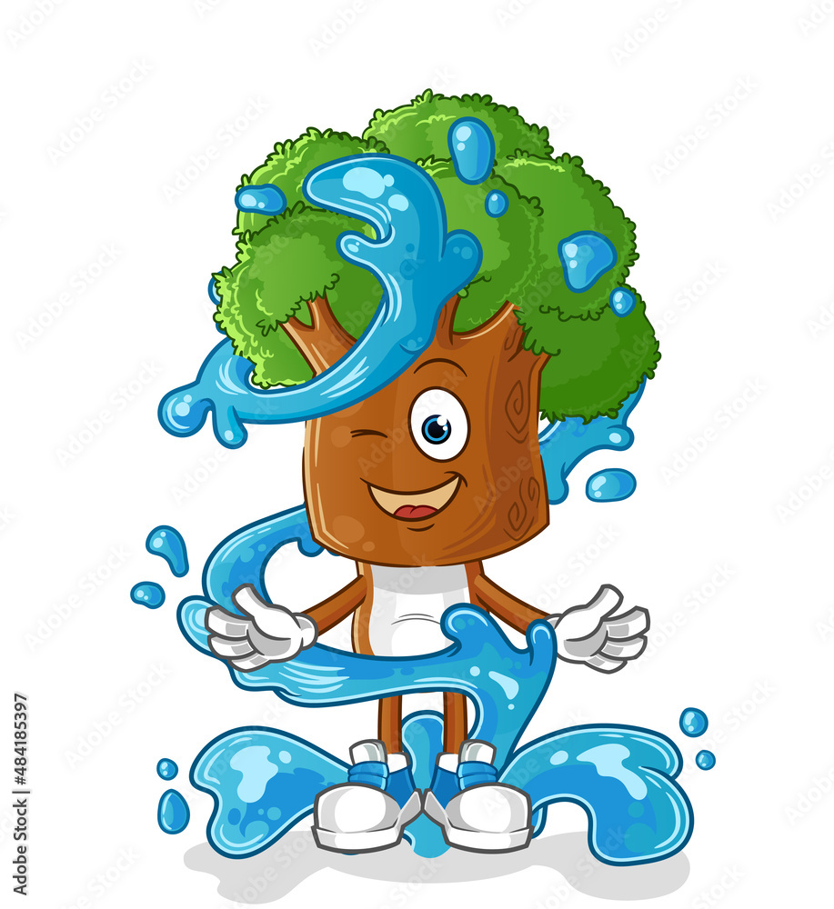 tree head cartoon fresh with water mascot. cartoon vector tree head cartoon fresh with water mascot. cartoon vector