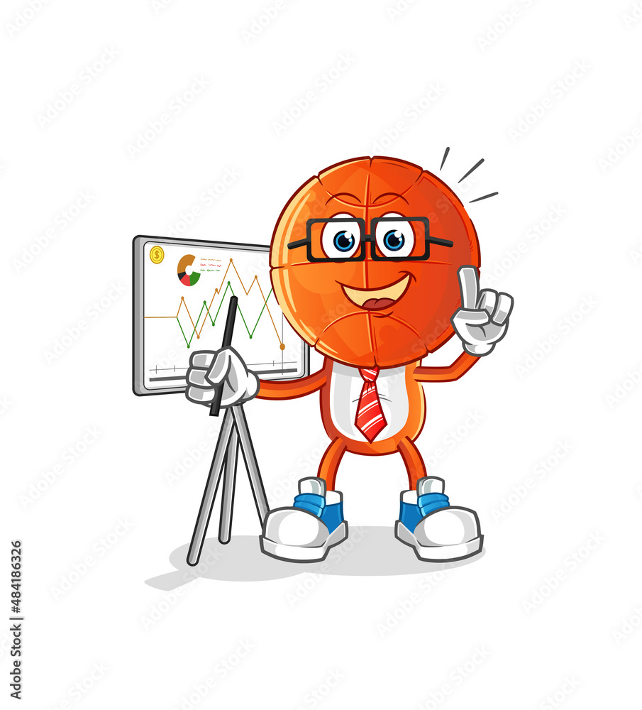 Obraz premium basketball head cartoon marketing character. cartoon vector